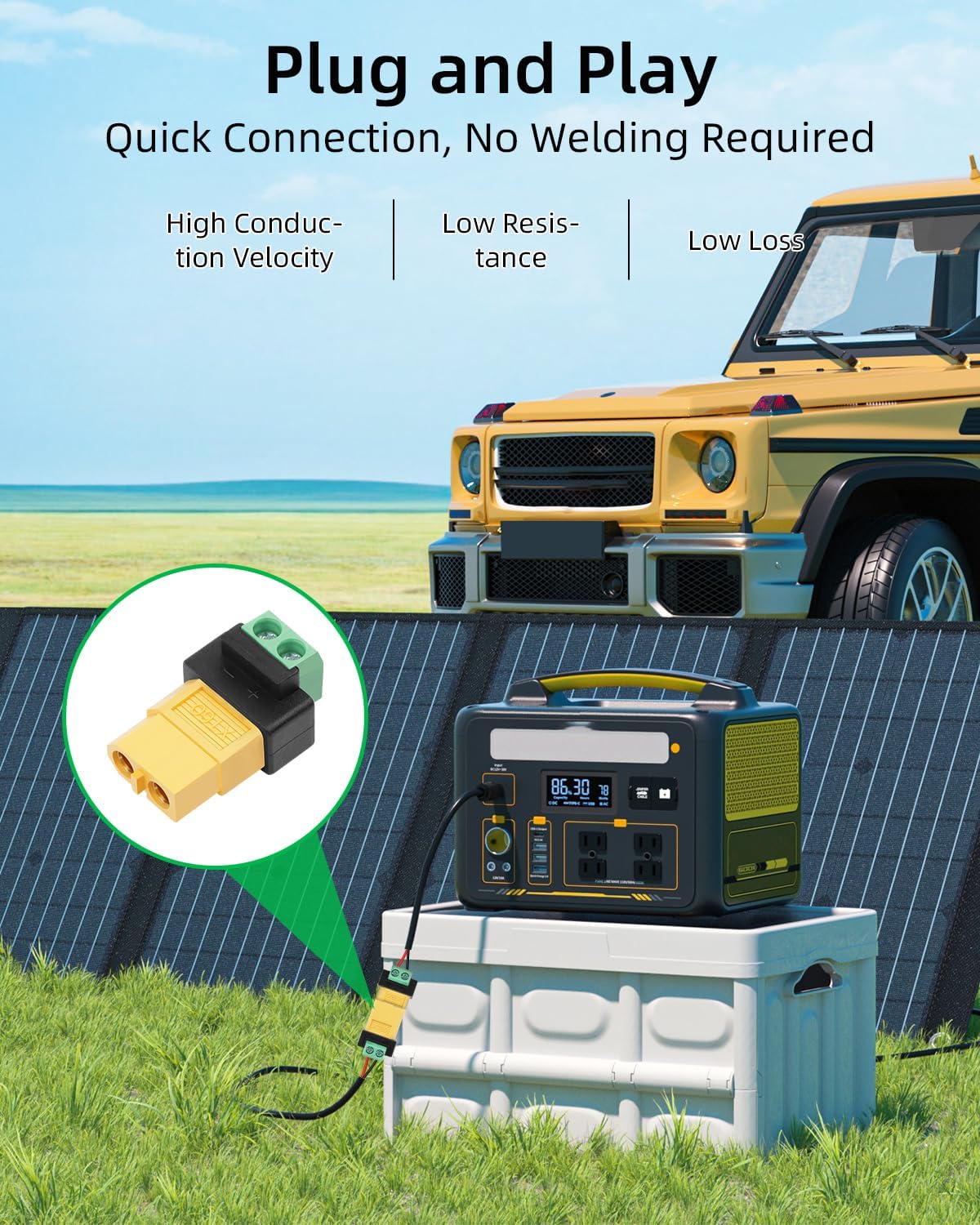 2-pins XT60 soldeerloze mannel - Drone Solar Charger recensie en prijs